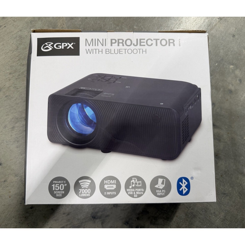 GPX Mini Portable Projector With Bluetooth, New